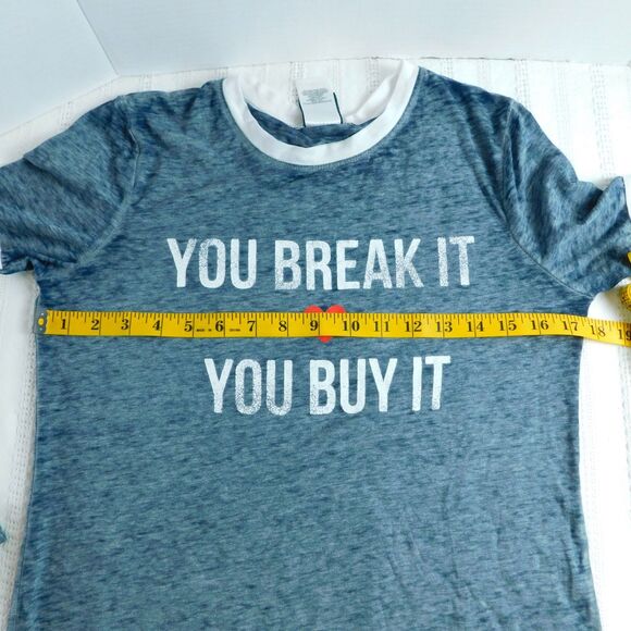 Modern Lux Women's Small Burnout L/S Knit Graphic Tee Blue-Gray Light Weight NWT - Picture 8 of 11